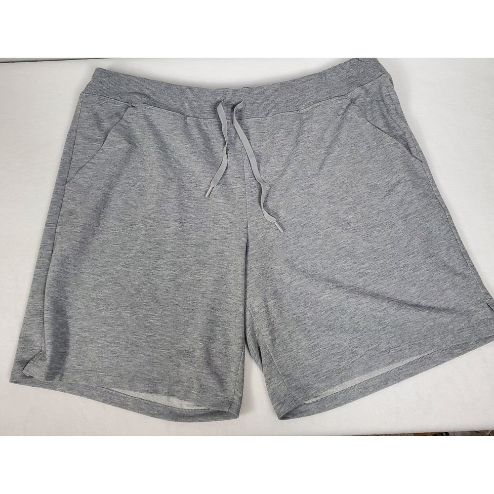 Athletic Works Mens XXXL Heather Grey Lounge Shorts Drawstring Pockets Stretch